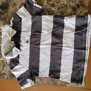 3T Black & Grey Striped Polo Short Sleeve